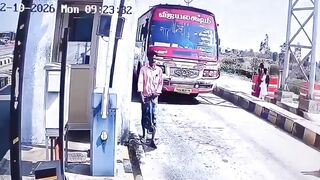 Toll Booth Takes Literal Aim at Unsuspecting Walker