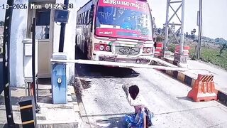 Toll Booth Takes Literal Aim at Unsuspecting Walker