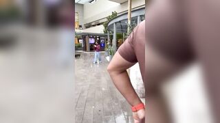 A swing in the middle of a shopping mall in Mexico violently struck a young woman