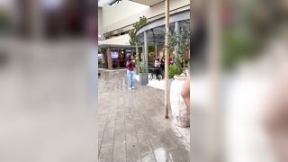 A swing in the middle of a shopping mall in Mexico violently struck a young woman