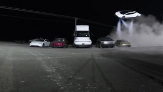 Tesla Roadster Flys and Flips
