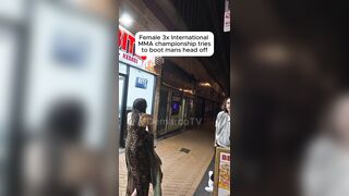 Female 3x International MMA championship tries to boot mans head off!