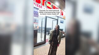 Female 3x International MMA championship tries to boot mans head off!