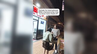 Female 3x International MMA championship tries to boot mans head off!