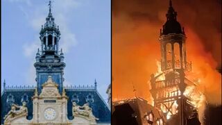 The historic Limoges Town Hall in France has now COLLAPSED after it was SET ABLAZE