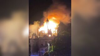 The historic Limoges Town Hall in France has now COLLAPSED after it was SET ABLAZE