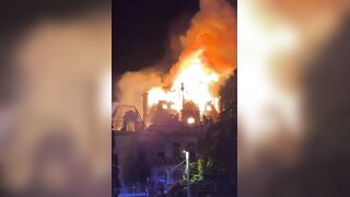 The historic Limoges Town Hall in France has now COLLAPSED after it was SET ABLAZE