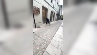 Ha! Tried to break in and got flattened by the window Instant karma!