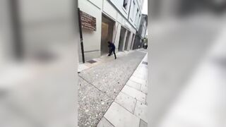 Ha! Tried to break in and got flattened by the window Instant karma!