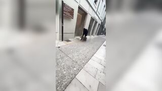 Ha! Tried to break in and got flattened by the window Instant karma!
