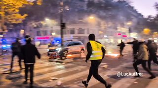 French police surrender and run like scared children in Paris riot