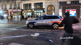 French police surrender and run like scared children in Paris riot