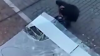 Another Rioter crashed by falling glass
