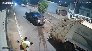Quick Thinking Helps Sanitation Worker Avoid Major Injury in Truck Collision