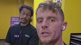 American is at Planet Fitness in Wisconsin wearing a jacket in support of ICE
