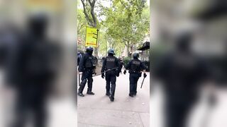 French police struck a woman who appears to have not done anything amid protests