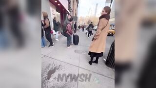 Bystander starts choking pitbill after the dog bit a toddler and refused to let go in NYC