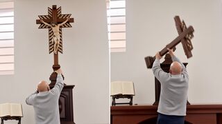 Another cross falls on a priest in Colombia