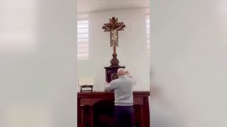 Another cross falls on a priest in Colombia