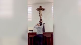 Another cross falls on a priest in Colombia