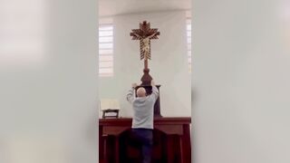 Another cross falls on a priest in Colombia