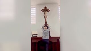 Another cross falls on a priest in Colombia