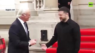Zelensky appear to spit toward feet of Sweden King after he refused to shake his hand