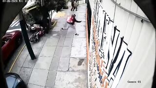 Watch the Guy trying to Get Away from the Out of Control Bus