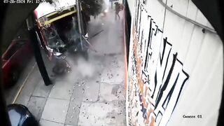 Watch the Guy trying to Get Away from the Out of Control Bus