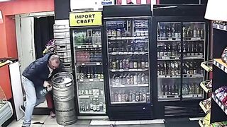 Redhead Cashier in Pub is Randomly Attacked by Desperate Old Man