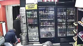 Redhead Cashier in Pub is Randomly Attacked by Desperate Old Man