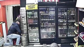 Redhead Cashier in Pub is Randomly Attacked by Desperate Old Man