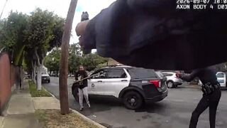 Man fatally shot when he charged at an LAPD officer with an extendable pole saw