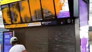 Sick Eco-clowns attack Heathrow Airport, London.