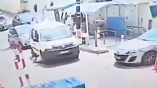 Lady falls and is accidentally hit by a car (She did not see it )