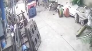 Final Destination Death: Worker is Killed Instantly by Falling Cement Pillar