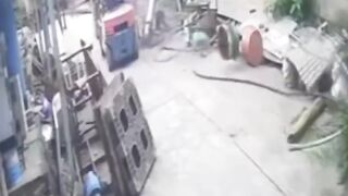 Final Destination Death: Worker is Killed Instantly by Falling Cement Pillar