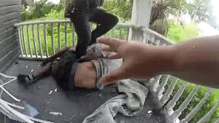 Black man jumps through window to evade officers