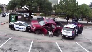 WILD: Police Chase ends with Suspect Trapped under Car.