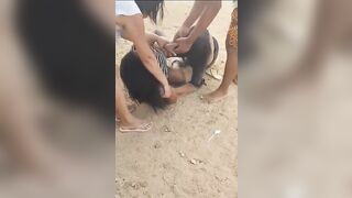 Tattoo'd Women Fight in the Dirt ending Up almost Naked
