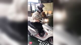 Well Done..Girl taking her Motorcycle License Class...Wait for It