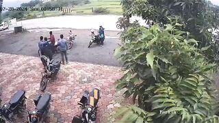 Watch the Road...Biker goes Straight up in the Air..Lands Badly