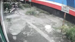 Wow: Man Drives onto Train Tracks on his own Front Yard....and just Stops