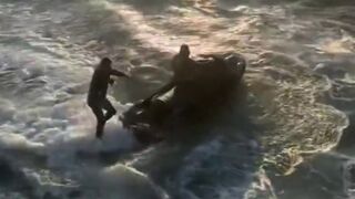 Illegal Immigrants "Sneak" into the US via Jetski and get a Friendly Welcome!?