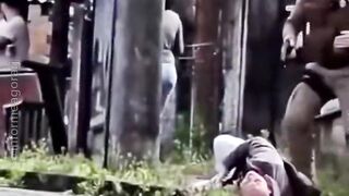WOMAN SCREAMS & CRIES in TERROR as GUNMAN GRAPPLES HER & PRESSES a PISTOL to her HEAD