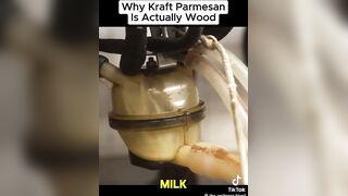 Kraft Parmesan can't melt because it has WOOD in it