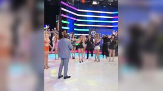 Moment presenter kicks drone into model's face (he's sorry, she's OK)