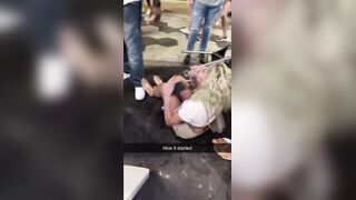 BLACK MAN BRUTALLY SHOVING A WHITE WOMAN TO THE GROUND AND CHOKING HER