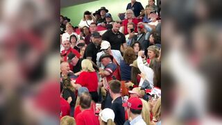 Bikers for Trump PERSONALLY picked up an agitator and REMOVED him from Trump's rally, REFUSING to wait for police to show up
