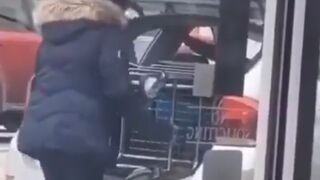 Karma wasted zero time teaching her a lesson on trying to steal a shopping cart